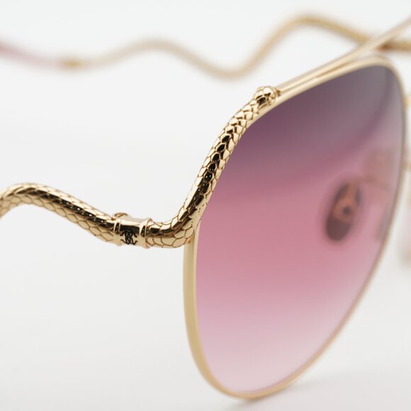 Roberto Cavalli SRC090M 300K Sunglasses Gold Aviator Frame, Pink Lenses main image 5